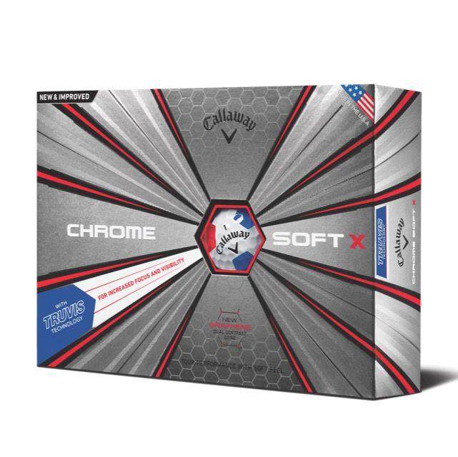 Blue and Red Golf Logo - Callaway Chrome Soft X Truvis Golf Balls - Red and Blue