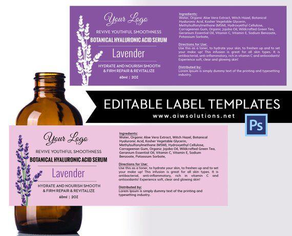 Shampoo Label with Logo - Lavender label template, product label, Skin Care label, Serums