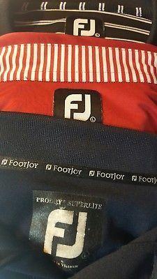 Blue and Red Golf Logo - Footjoy Lot Of 3 Golf Polo Shirts S S Blk Blue Red White Large
