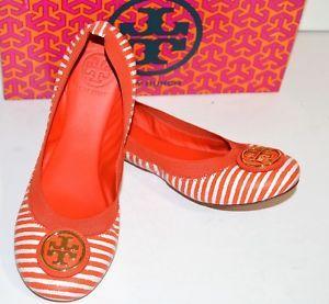 Poppy Shoes Logo - Tory Burch Caroline 2 Double T Logo Ballet Shoes Flats Poppy Red ...