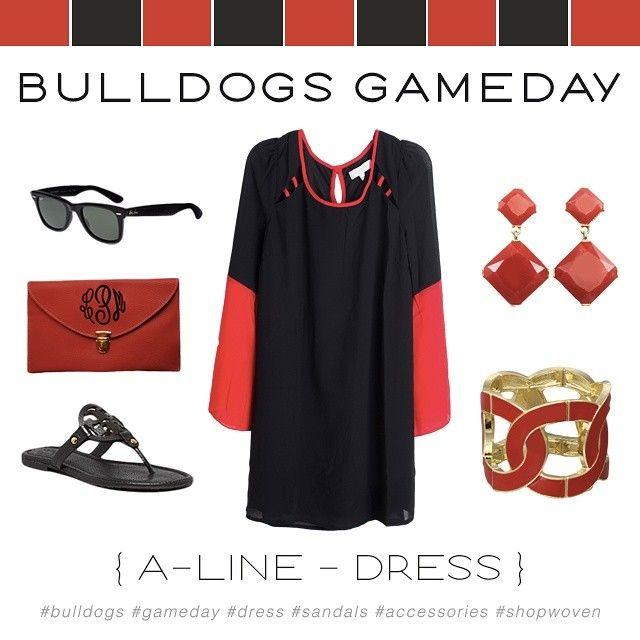 Line Black and Red Diamond Logo - Georgia Bulldogs Gameday Outfit. Black And Red A Line Dress, Red