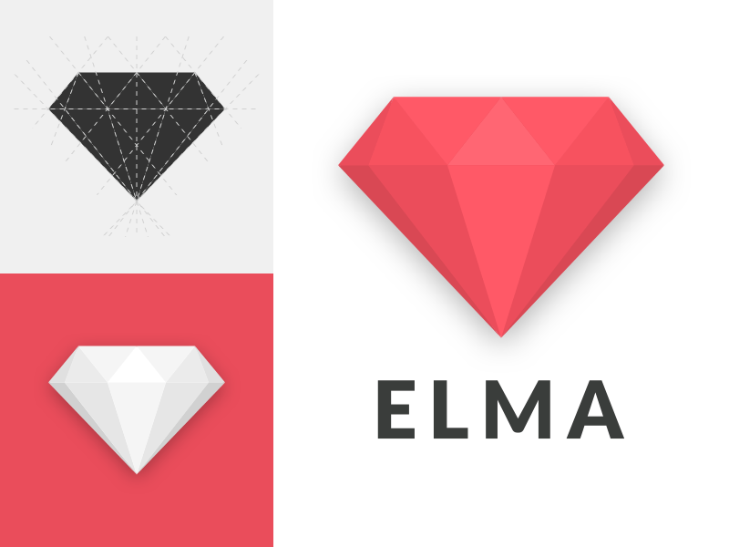 Line Black and Red Diamond Logo - ELMA logo