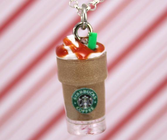 Polymer Clay Starbucks Logo - starbucks necklace kawaii polymer clay charms miniature food | Etsy