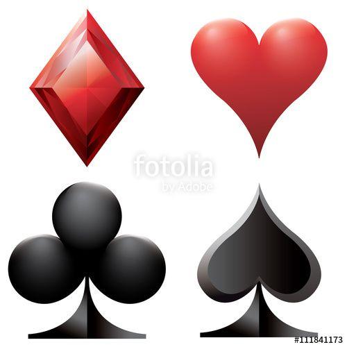Black and Red Heart Logo - Set of Poker Casino 52 Card Game 3D Vector Symbols Red Heart, Red ...