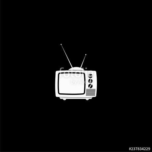 Old TV Logo - Old television icon, tv logo on dark background