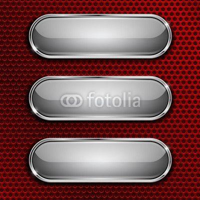 Red Rectangle White Oval Logo - White oval glass buttons on red metal perforated background | Buy ...