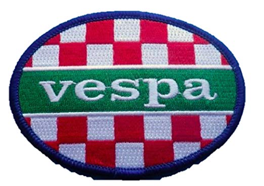 Red Rectangle White Oval Logo - Vespa Oval Sew On Arm Patch Red/White 9.5cm: Amazon.co.uk: Clothing