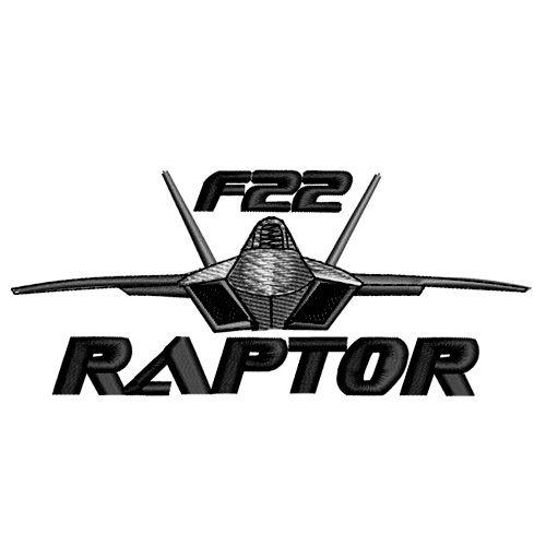 Military Aircraft Logo - F-22 Raptor Military Plane Embroidery Design