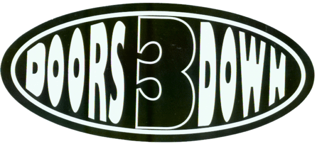 Three Oval Logo - 3 Doors Down Three Black & White Oval Logo Band Rock HUGE