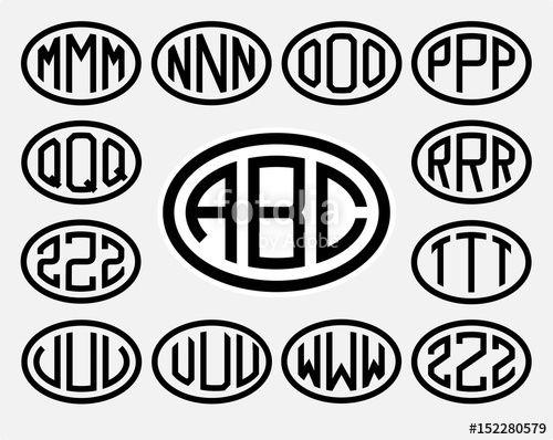 Three Oval Logo - Set 2 of templates from three capital letters inscribed in a oval