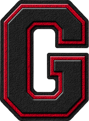 Red and Black G Logo - Presentation Alphabets: Black & Cardinal Red Varsity Letter G