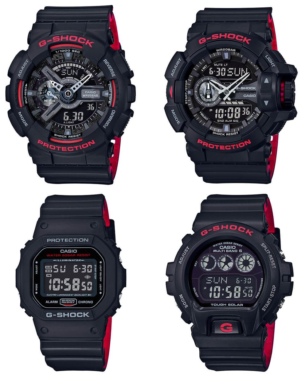 Red and Black G Logo - G Shock Black And Red Heritage Layered Band Series