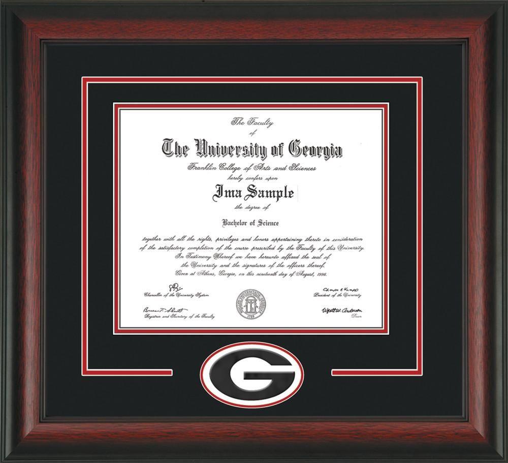 Red and Black G Logo - UGA Diploma Frame - Rosewood -