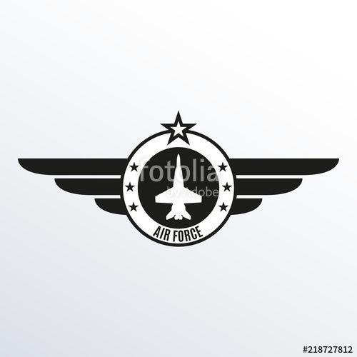 Military Aircraft Logo - Wings with star icon. Winged logo template. Air force badge, army