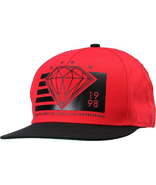 A Black Red Diamond Logo - Diamond Supply Co World Class Red & Black Snapback Hat