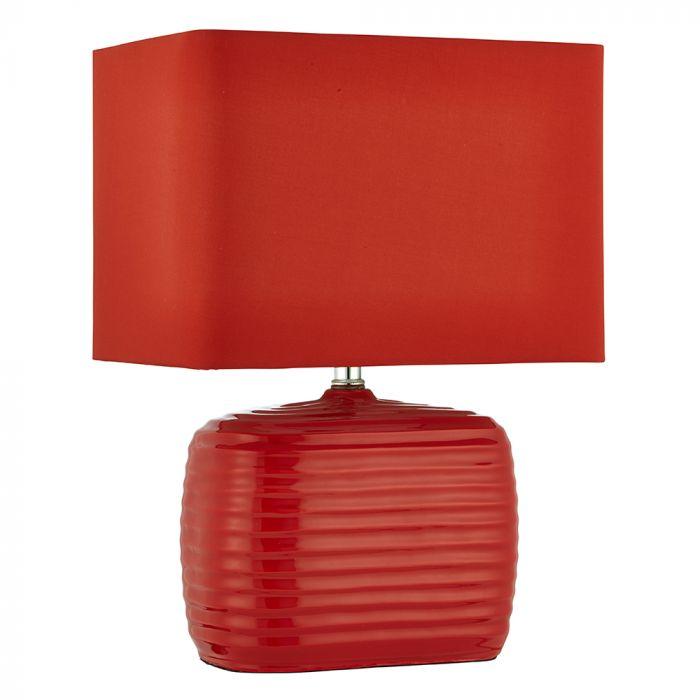 Oblong Red Logo - Searchlight Oblong Red Riipple Cube Base Table Lamp (3182RE)