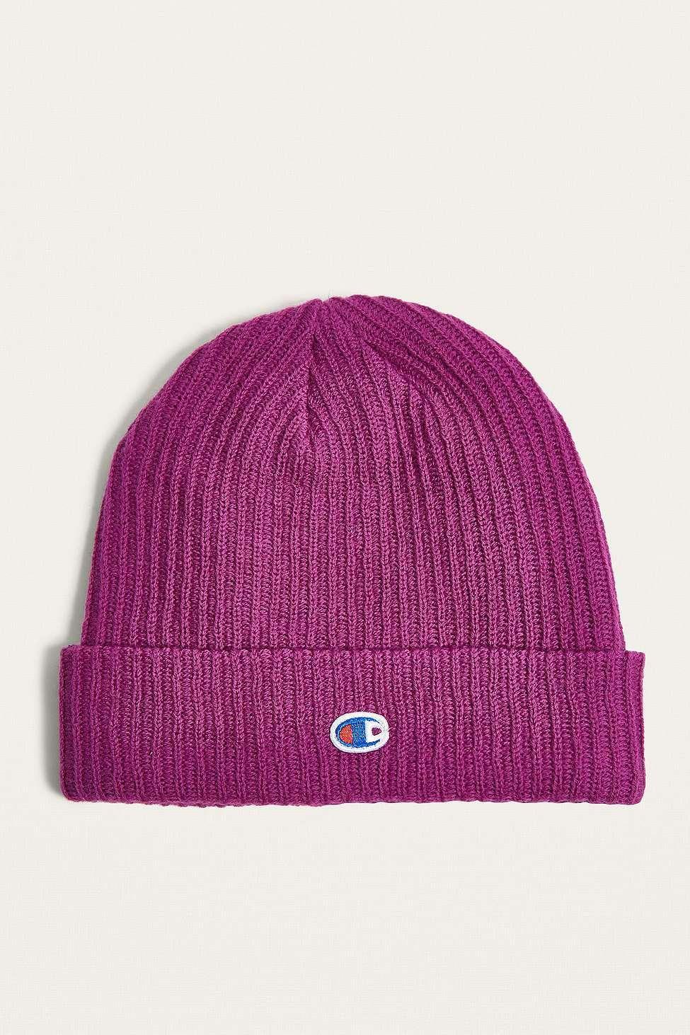 Purple and Magenta Logo - Champion Magenta Logo Beanie All in Purple for Men