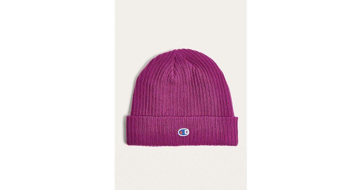 Purple and Magenta Logo - Champion Magenta Logo Beanie All in Purple for Men