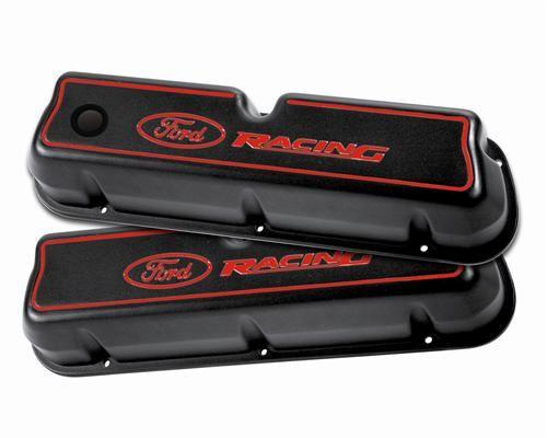 Ford Racing Valve Cover Logo - Ford Racing Mustang Logo Tall Valve Covers, Carbureted Black Red M