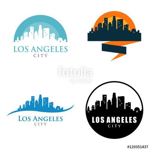 Los Angeles Logo - Los Angeles City Skyline Landscape Logo Symbol Set