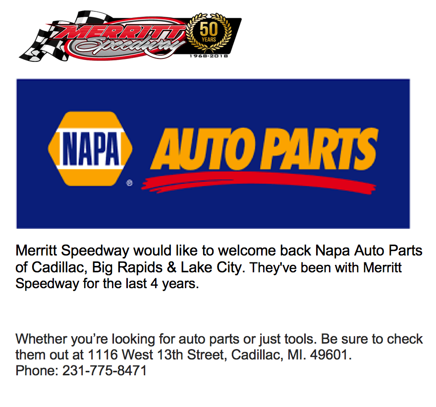 Big a Auto Parts Logo - Merritt Speedway Would Like To Welcome Back Napa Auto Parts Of ...