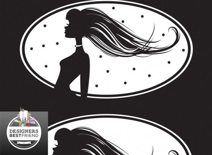 Lady with Flowing Hair Logo - Free Silhouette of a Beautiful Woman with Flowing Swirly Hair