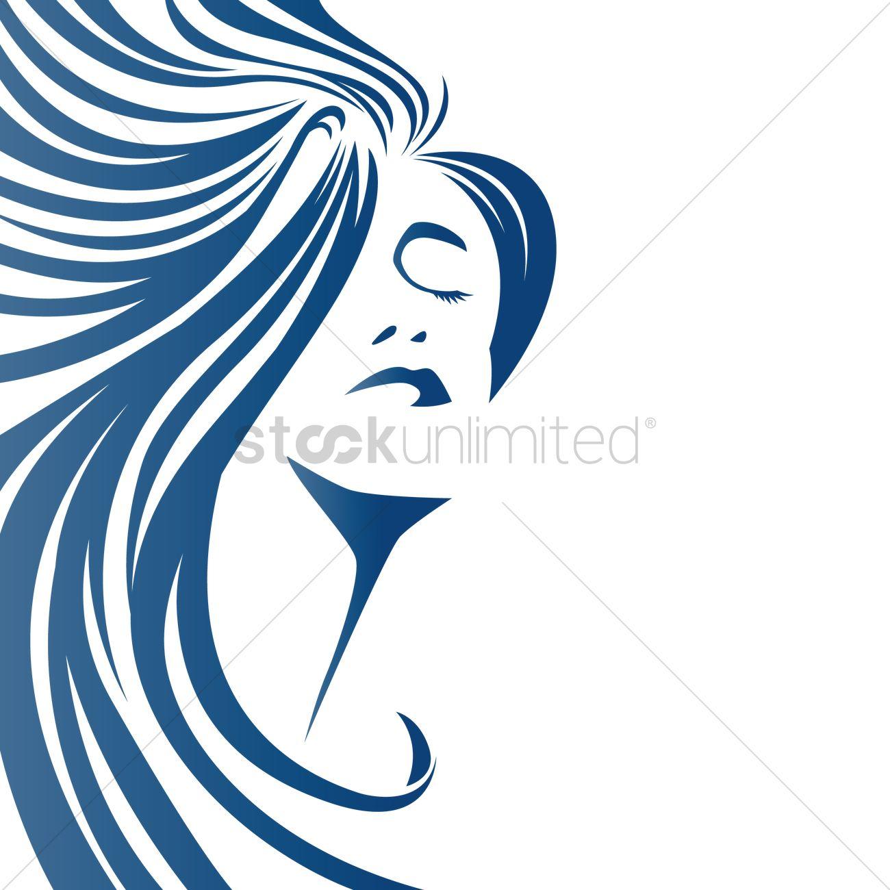 Lady with Flowing Hair Logo - Artistic design of woman with flowing hair Vector Image - 1959308 ...