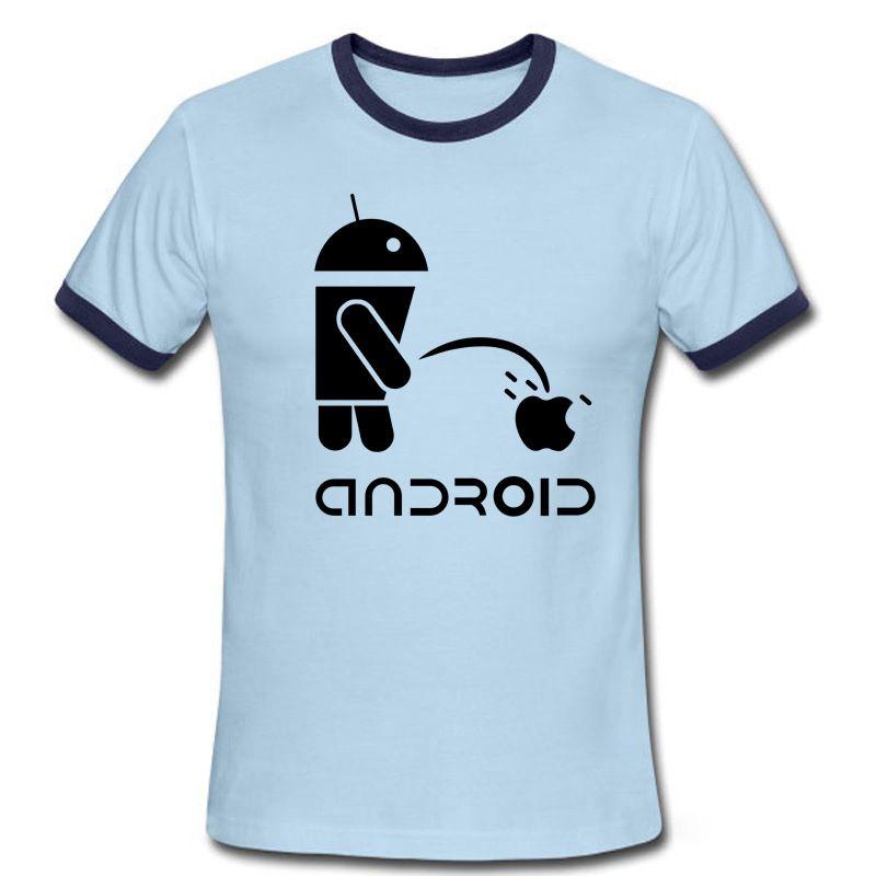 Funny Shirt Logo - Fashion Men T Shirts Android Robot Male t shirt apple humor logo ...