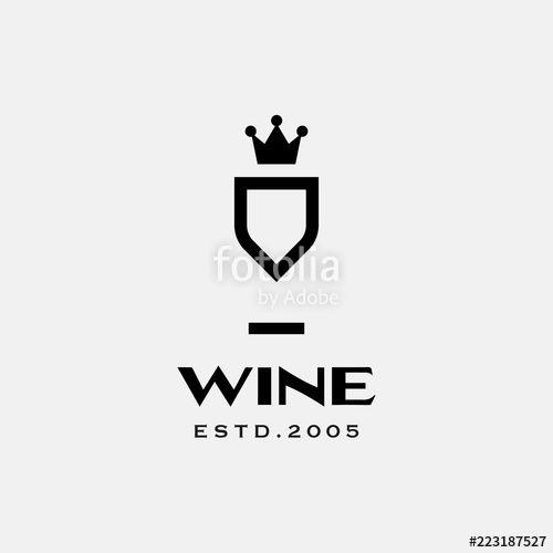 Wine Company Logo - Wine Logo. Premium Wine Company Logo. Glass of Wine Luxury Symbol