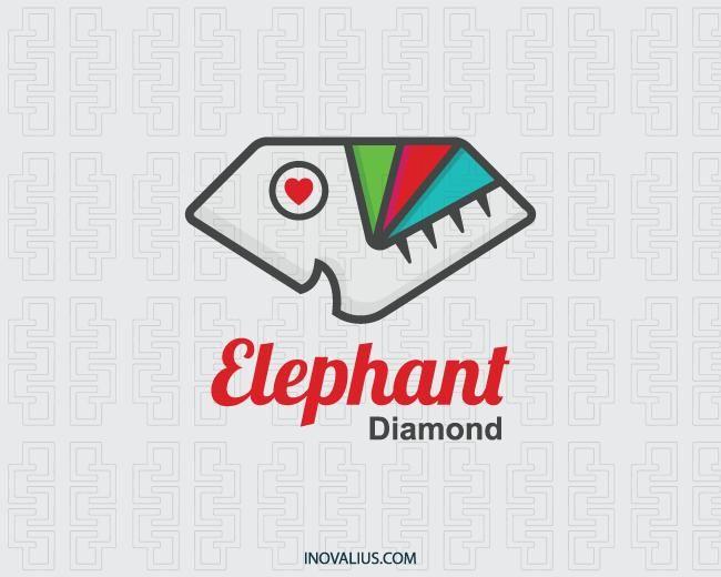 A Black Red Diamond Logo - Elephant Diamond Logo Design