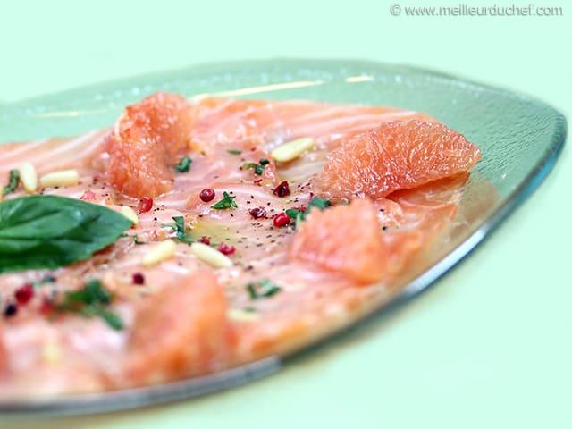 Saumon Pink Supreme Box Logo - Salmon Carpaccio with Lime - Illustrated recipe - MeilleurduChef.com