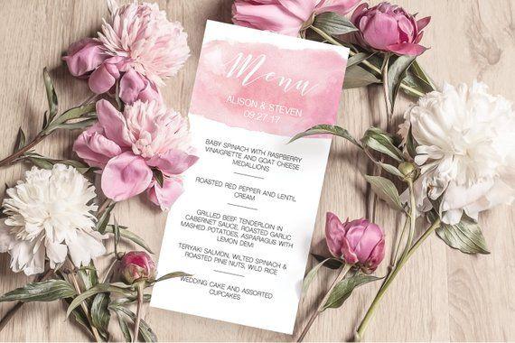 Saumon Pink Supreme Box Logo - Calligraphy Wedding Menu Printable Blush Wedding Menu Cards