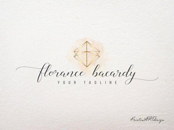 Blush Logo - Geometric shape logo design Gold-blush logo Watercolor logo | Etsy