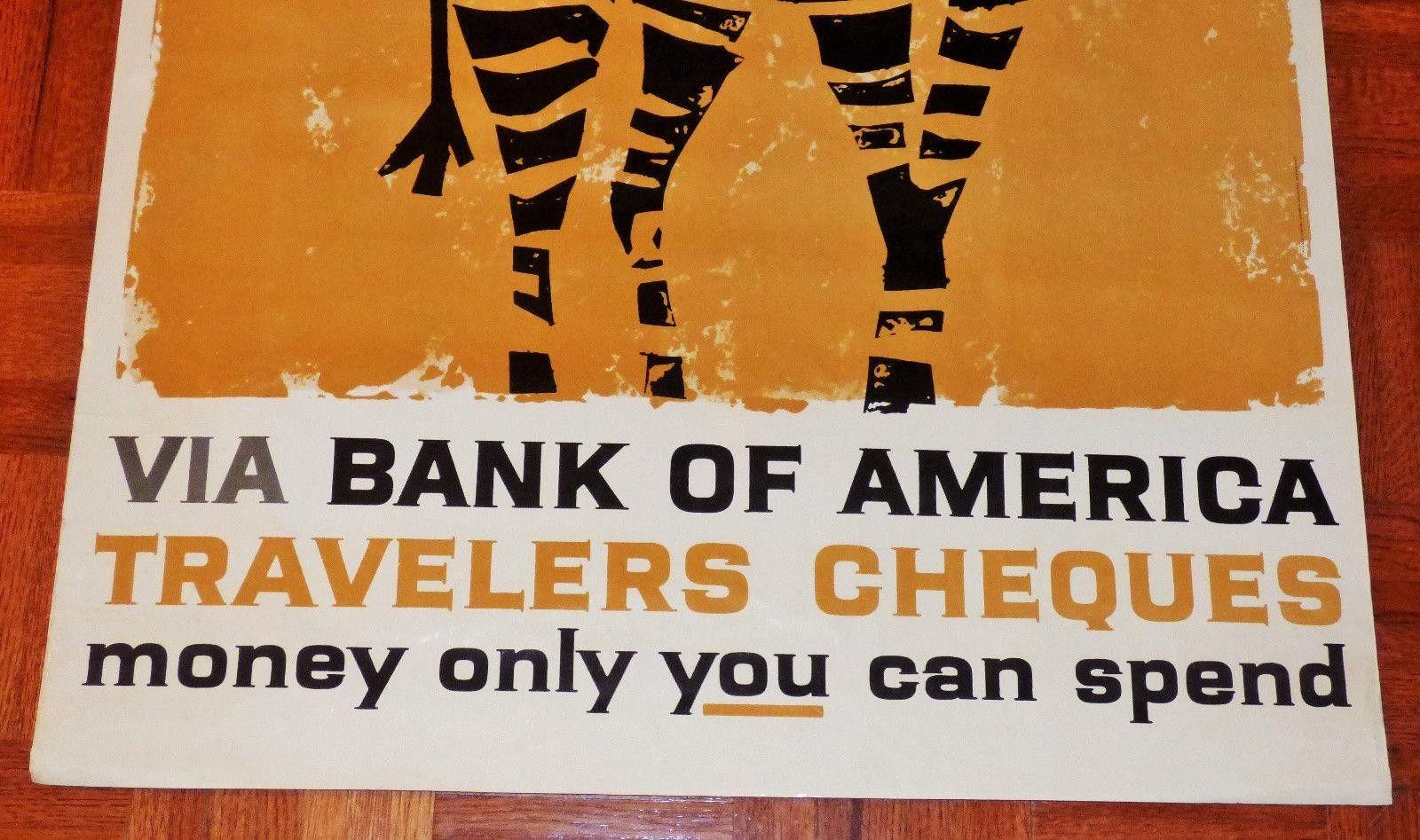 Vintage Bank of America Logo - Bank of America Travelers Cheques Kenya Advertising Poster Vintage ...