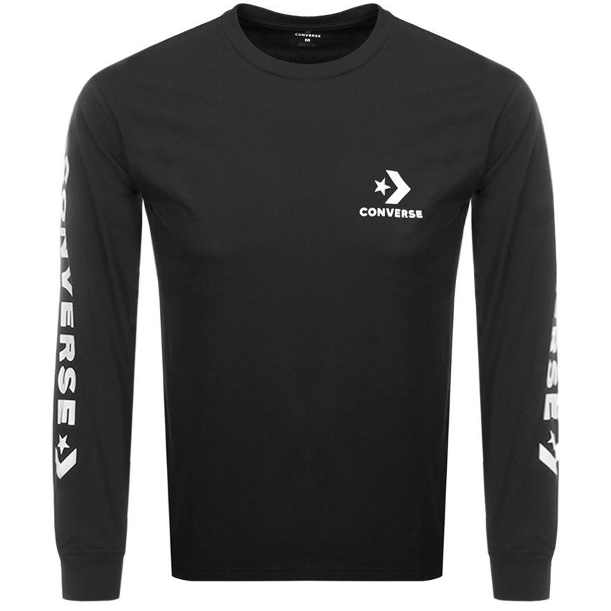 And White Black Chevronlogo Logo - Converse Star Chevron Logo T Shirt Black | Mainline Menswear