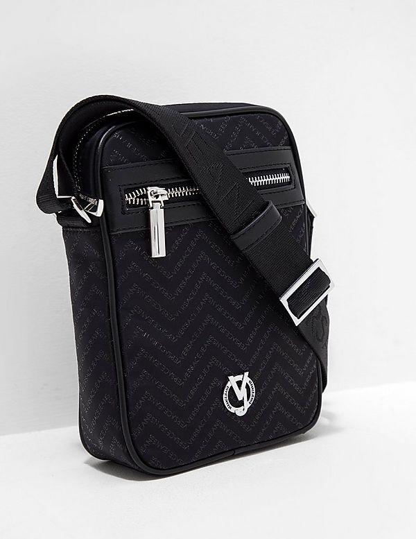And White Black Chevronlogo Logo - Versace Jeans Chevron Logo Print Small Item Bag | Tessuti