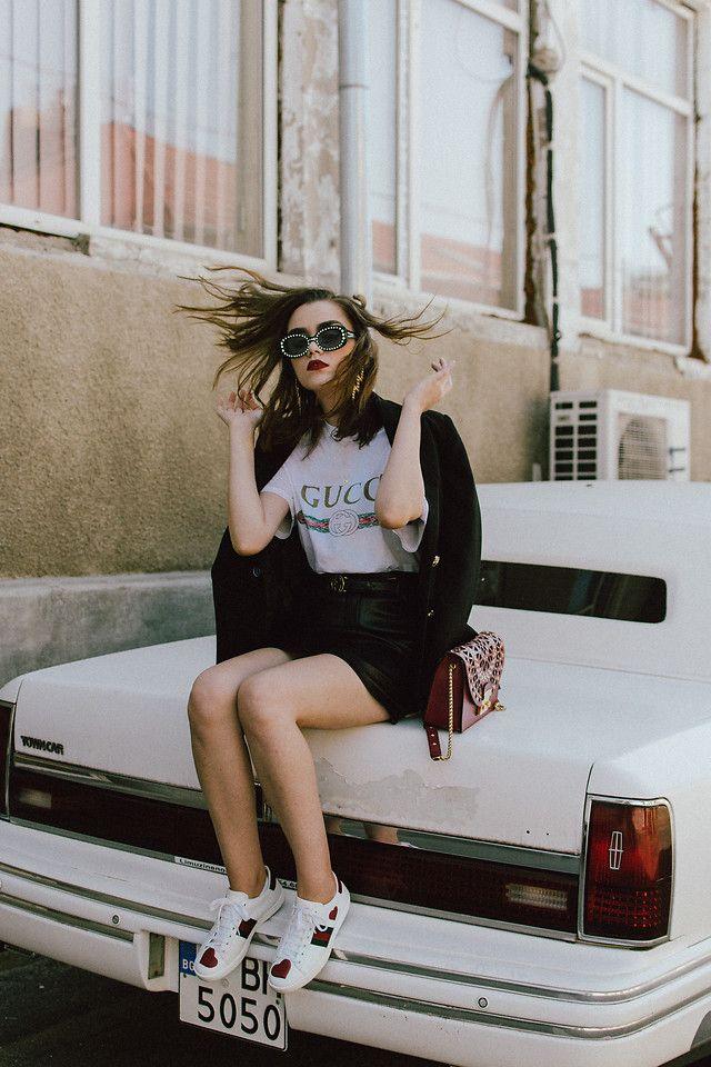 Cute Gucci Logo - Andreea Birsan Square Sunglasses, Gucci Logo T Shirt, Double