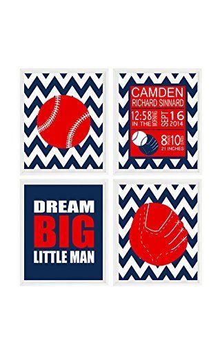 Blue and Red Chevron Logo - Amazon.com: Baseball Nursery, Baby Boy Nursery, Baseball Art, Birth ...