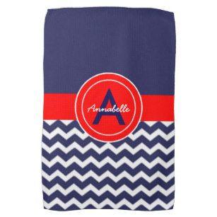 Blue and Red Chevron Logo - Red And Blue Chevron Kitchen & Hand Towels | Zazzle