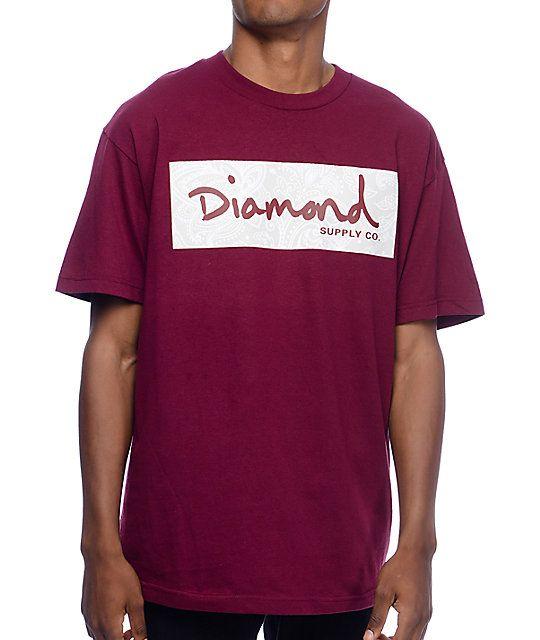 Red Diamond Supply Co Logo - Diamond Supply Co Radiant Box Logo Burgundy T Shirt