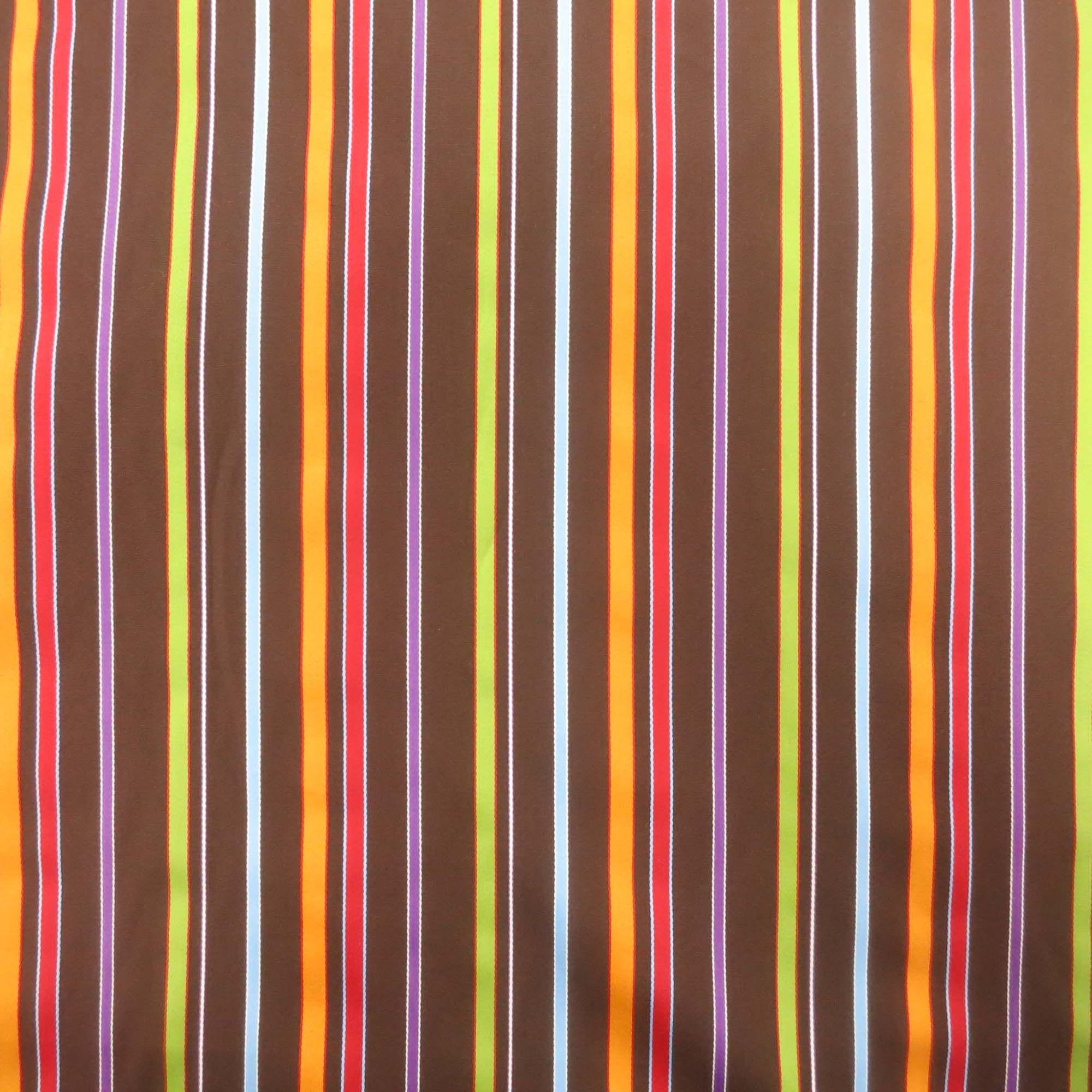 Colored Stripe Logo - Brown Multi Colored Stripe 100% Fine Cotton Fabric's Shirting