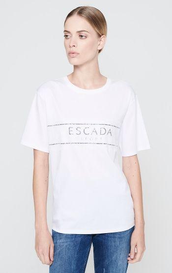 Escada Logo - Lace-Trimmed Logo T-shirt | ESCADA.com