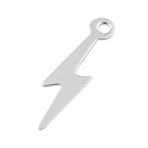 Sideways Lightning Bolt Logo - Sterling Silver Charm Lightning Bolt 13.6 x 3.5mm OF 6