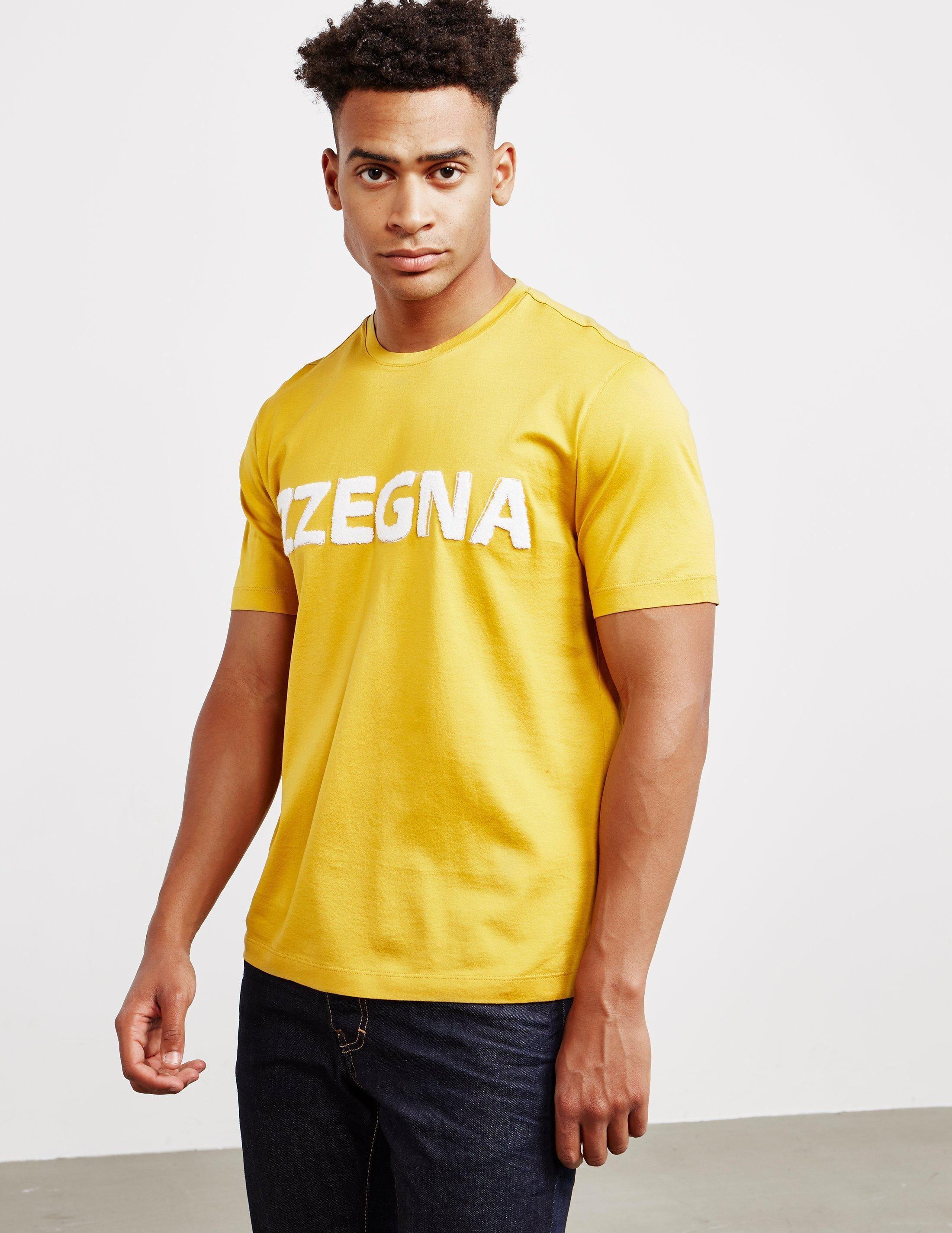 Yellow Z Logo - Z Zegna Mens Flocked Logo Short Sleeve T Shirt Yellow In Yellow