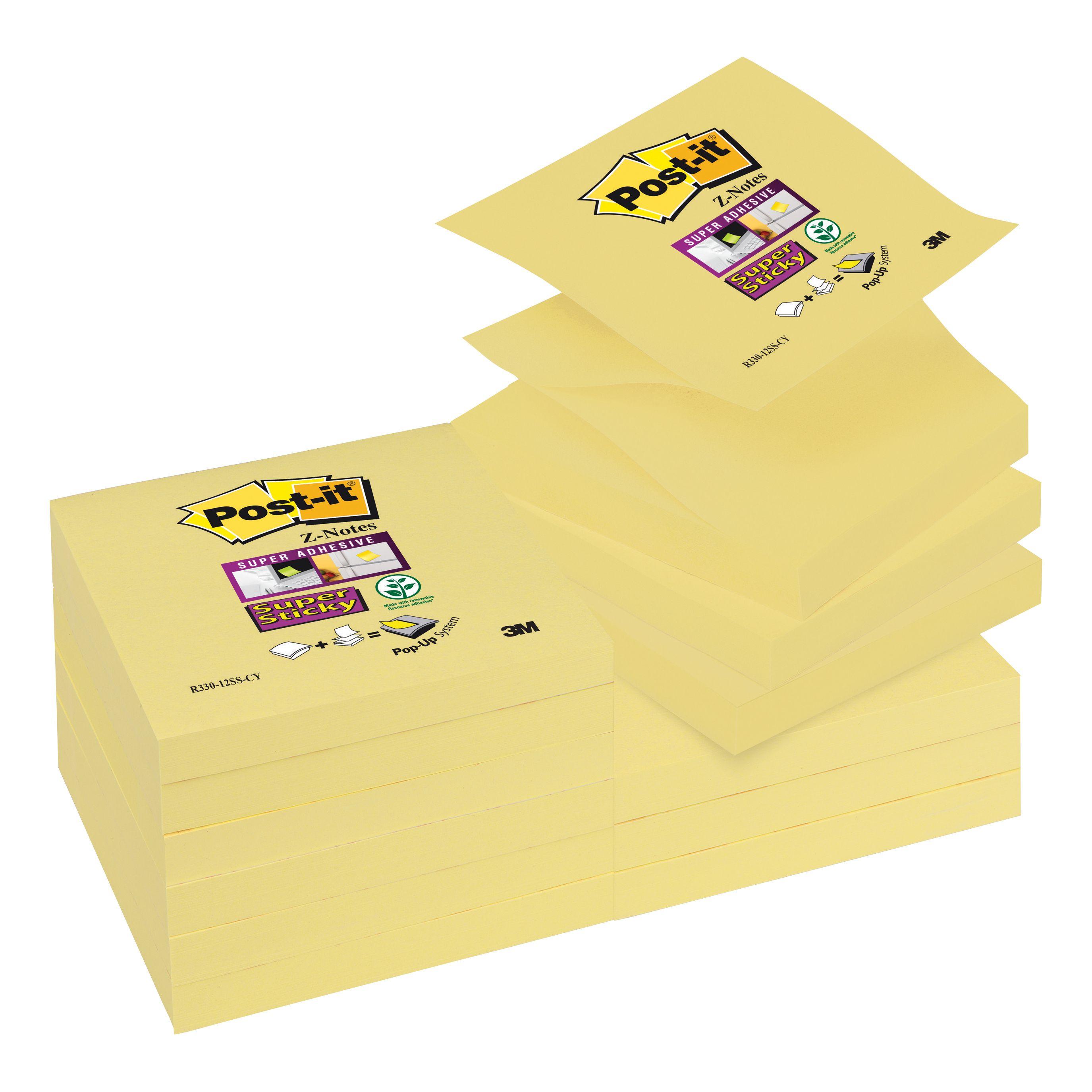 Yellow Z Logo - Post It Super Sticky Z Notes 76x 76mm Canary Yellow Ref R330 12SS CY