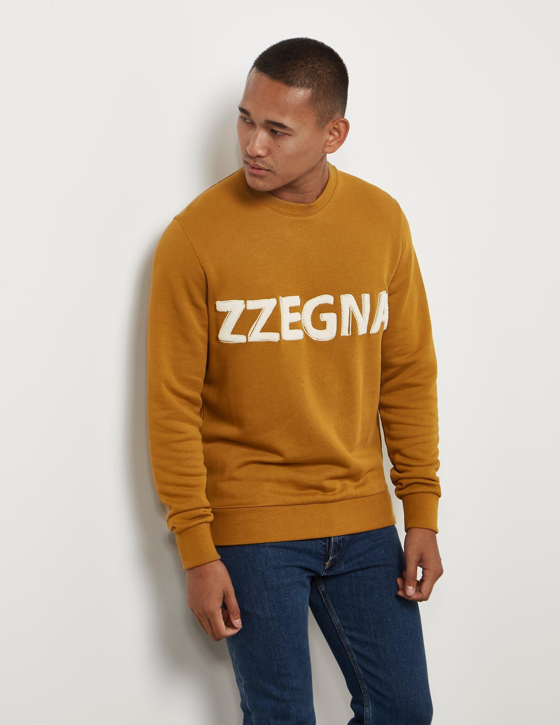 Yellow Z Logo - Z Zegna Mens Flocked Logo Sweatshirt Yellow in Yellow for Men