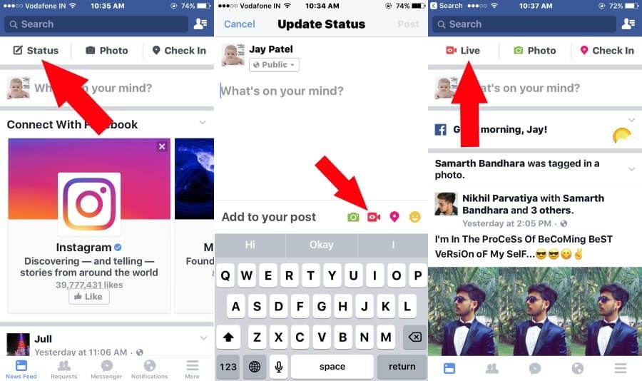 Check in Facebook App Logo - Start Facebook Live Video, icon not showing on iPhone/ iPad App