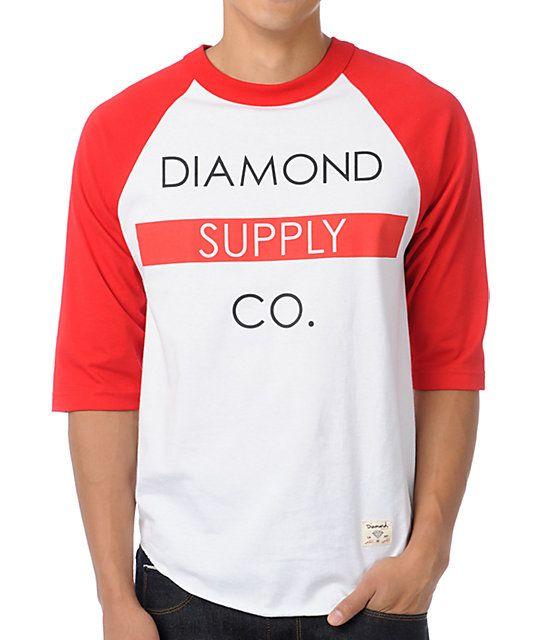 Red Diamond Supply Co Logo - Diamond Supply Co Bar Logo Red Baseball T-Shirt | Zumiez