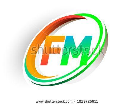 Orange Green U Logo - initial letter FM logotype company name colored orange and green