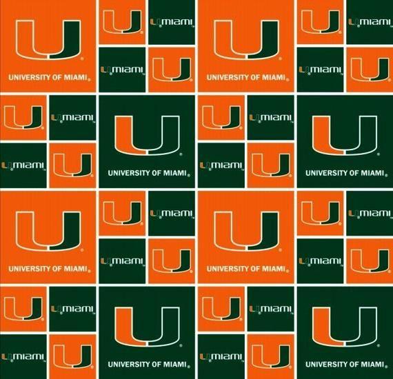 Orange Green U Logo - NCAA University of Miami Hurricanes 020 Green & Orange Blocked